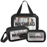 SHAMAX® 3-in-1 Makeup Pouch Wash Bag Set – Waterproof Toiletry & Cosmetic Pouches for Women – Multipurpose Makeup Organizer with Zipper Closure – Portable & Durable (Black)