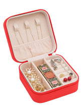 Travel Jewelry Box for Women – Portable Faux Leather Organizer with Ring Holder - Red