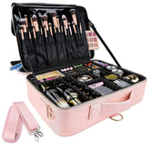 Professional Makeup Organizer Bag for Women PU Leather