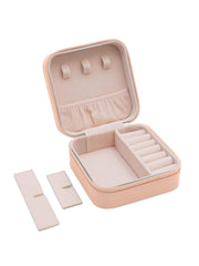 Portable Travel Jewellery Box for Women – Compact Organizer Case with Necklace Hooks, Ring Holder & Compartments