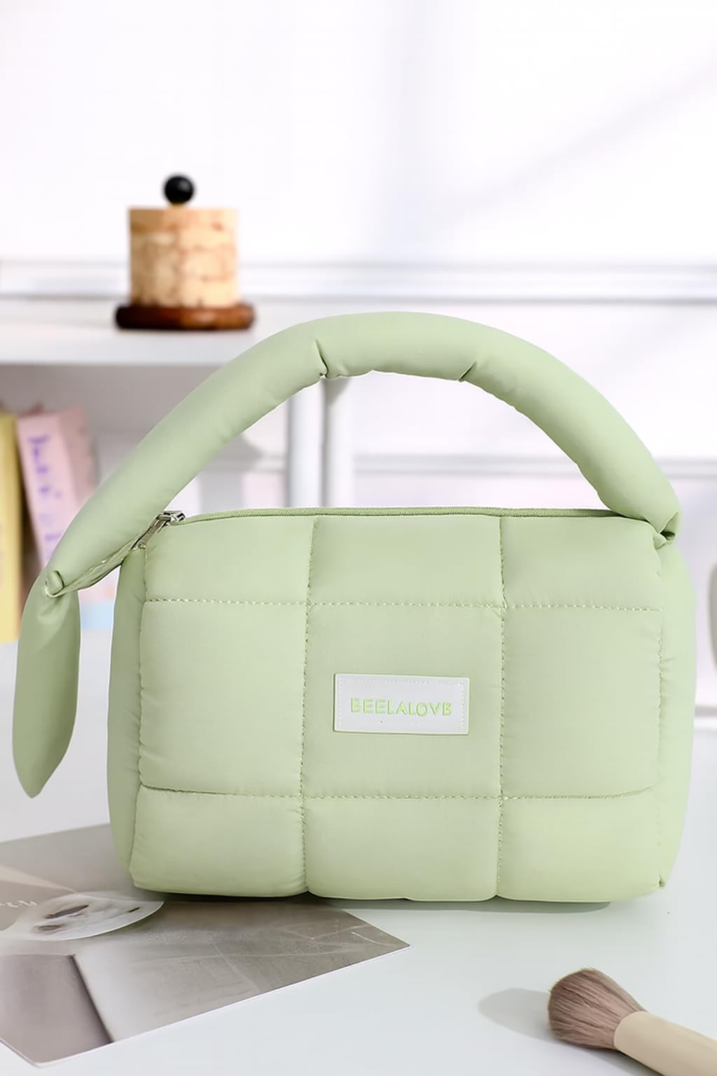 Soft Quilted Makeup Pouch Women & Girls (2042-Green)