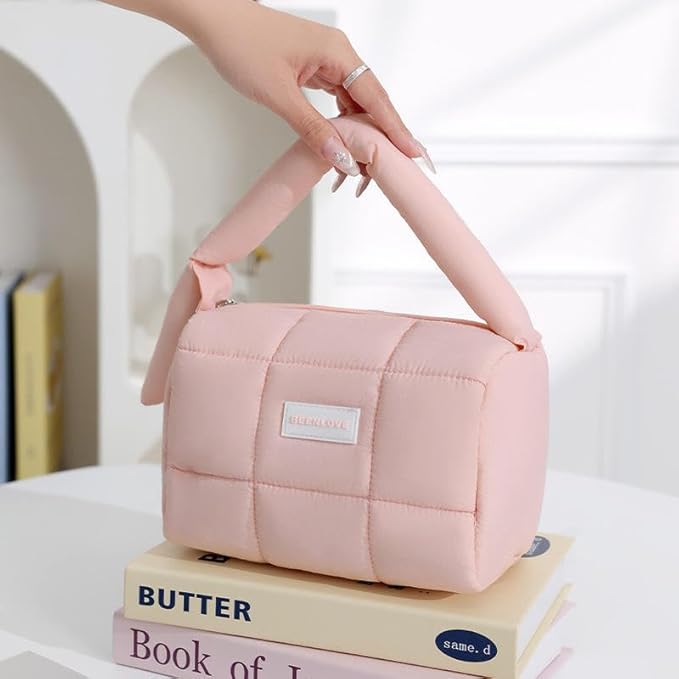 Soft Quilted Makeup Pouch Women & Girls (2042 Pink)