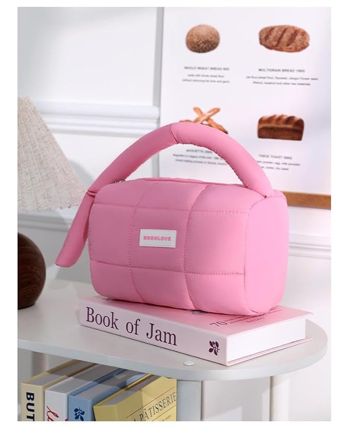 Soft Quilted Makeup Pouch Women & Girls ( 2042-Hot Pink)
