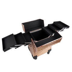 Professional Multi Function Artist Rolling Trolley Beauty Train Case (3599 Rosegold)