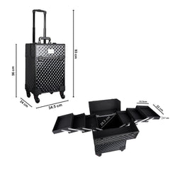 Makeup Artist Rolling Trolley Makeup Box Beauty Train Case Cosmetic Organizer  (3599 BLACK)