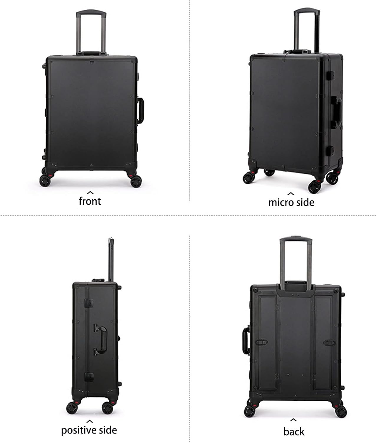 Aluminum Professional Rolling Cosmetic Makeup Trolley Train Case Mirror LED Light (Black)