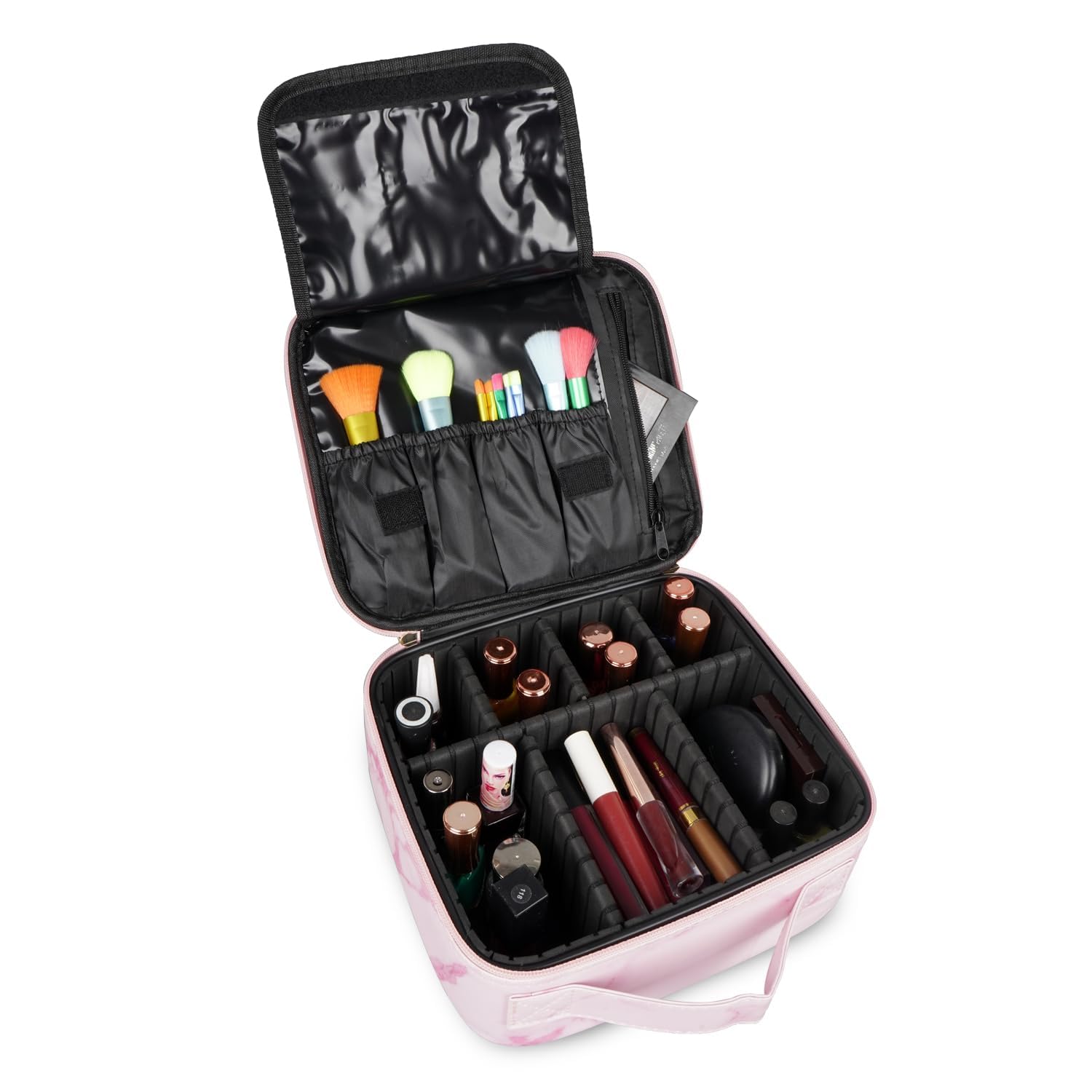 Faux Leather Professional Makeup Organizer Bag for Home & Travel