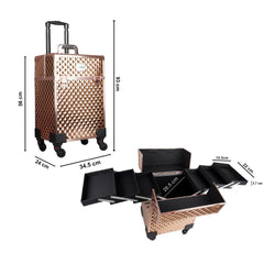 Professional Multi Function Artist Rolling Trolley Beauty Train Case (3599 Rosegold)
