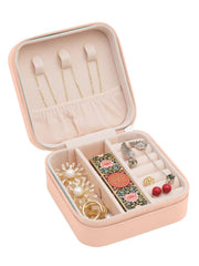 Portable Travel Jewellery Box for Women – Compact Organizer Case with Necklace Hooks, Ring Holder & Compartments