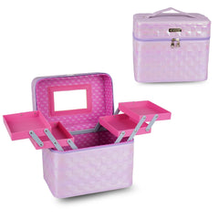 Makeup Vanity Box with Mirror Foldable Trays