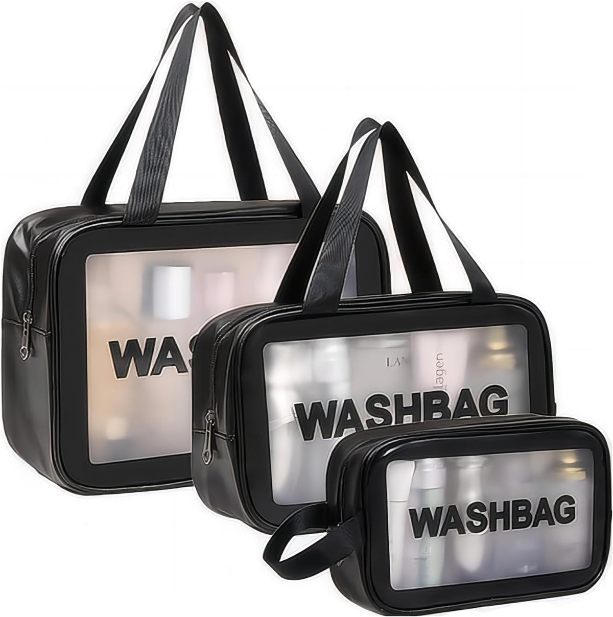 Washbag Pouch Bag for Home & Travel, Toiletry Bag for Women (Black)