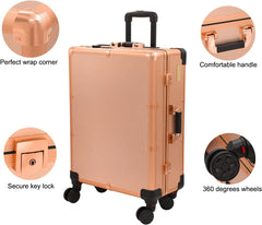 Aluminum Professional Rolling Cosmetic Makeup Trolley Suitcase Train Case Mirror LED Light