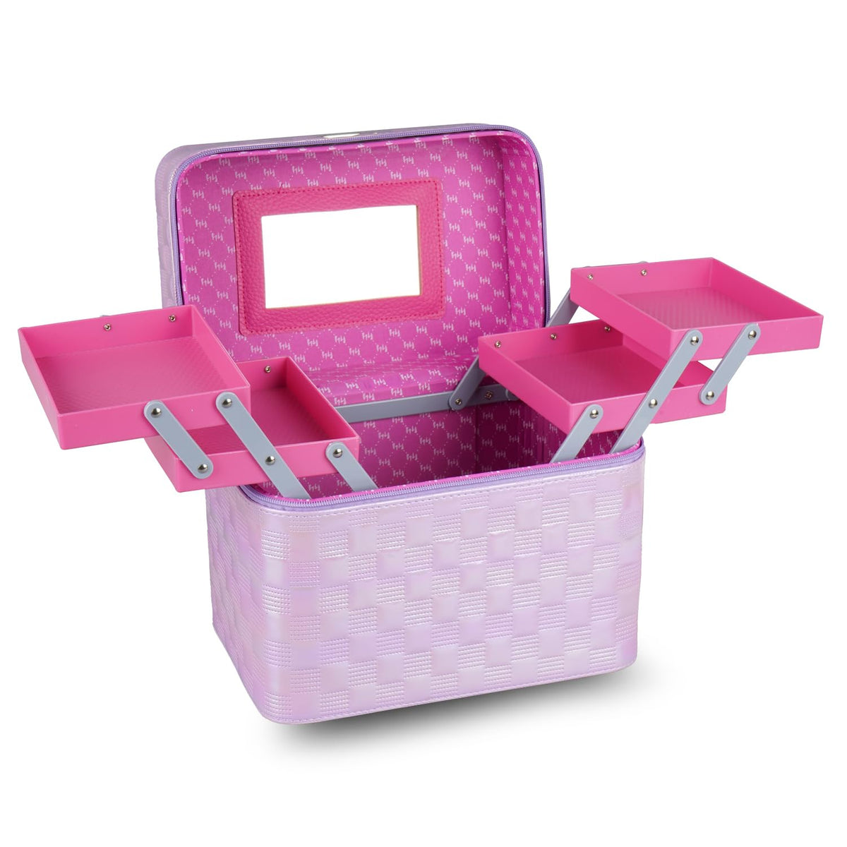 Makeup Vanity Box with Mirror Foldable Trays
