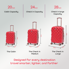 Hard Case Luggage Suitcase Medium (24 Inch) RED