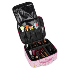 Professional Makeup Organizer Bag Customizable Compartments (Baby Pink) (8506)