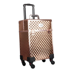 Professional Multi Function Artist Rolling Trolley Beauty Train Case (3599 Rosegold)