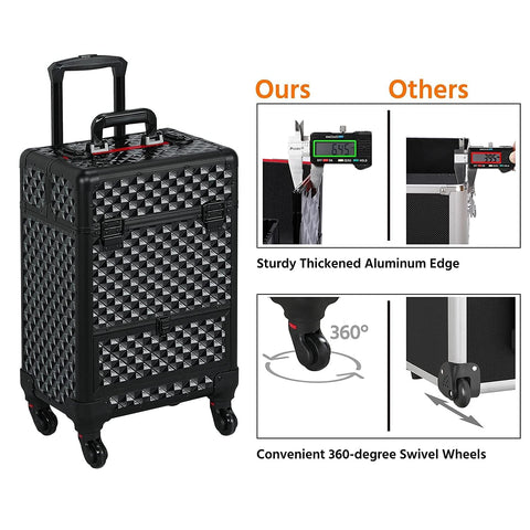 Makeup Artist Rolling Trolley Makeup Box Beauty Train Case (8163)