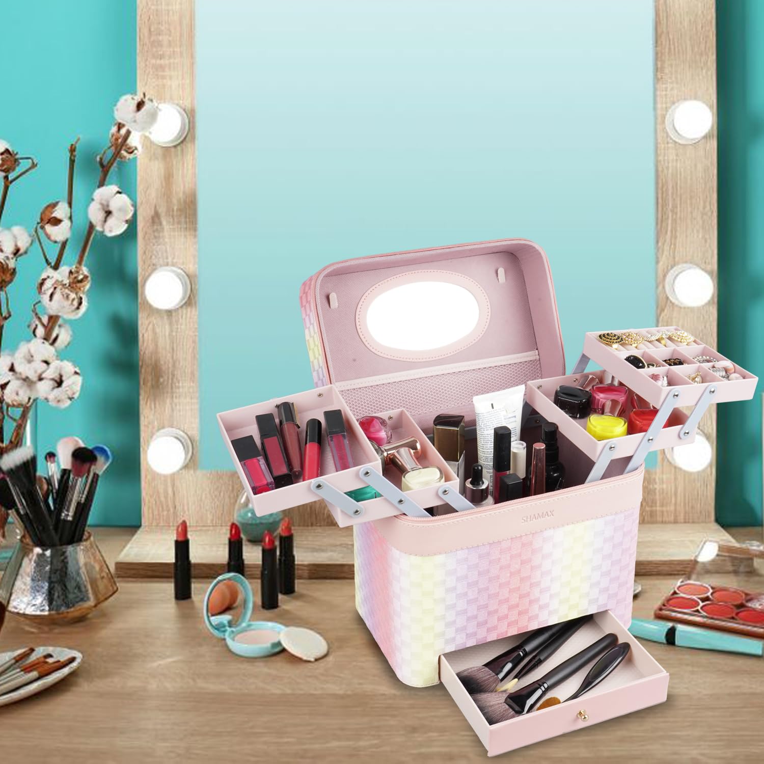 Vanity Box with Mirror Portable Wedding Gift