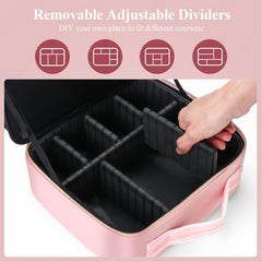 Professional  Makeup bag with Adjustable Dividers Pink