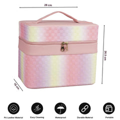 Vanity Box with Mirror Foldable Trays