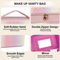 Vanity Box with Mirror Foldable Trays