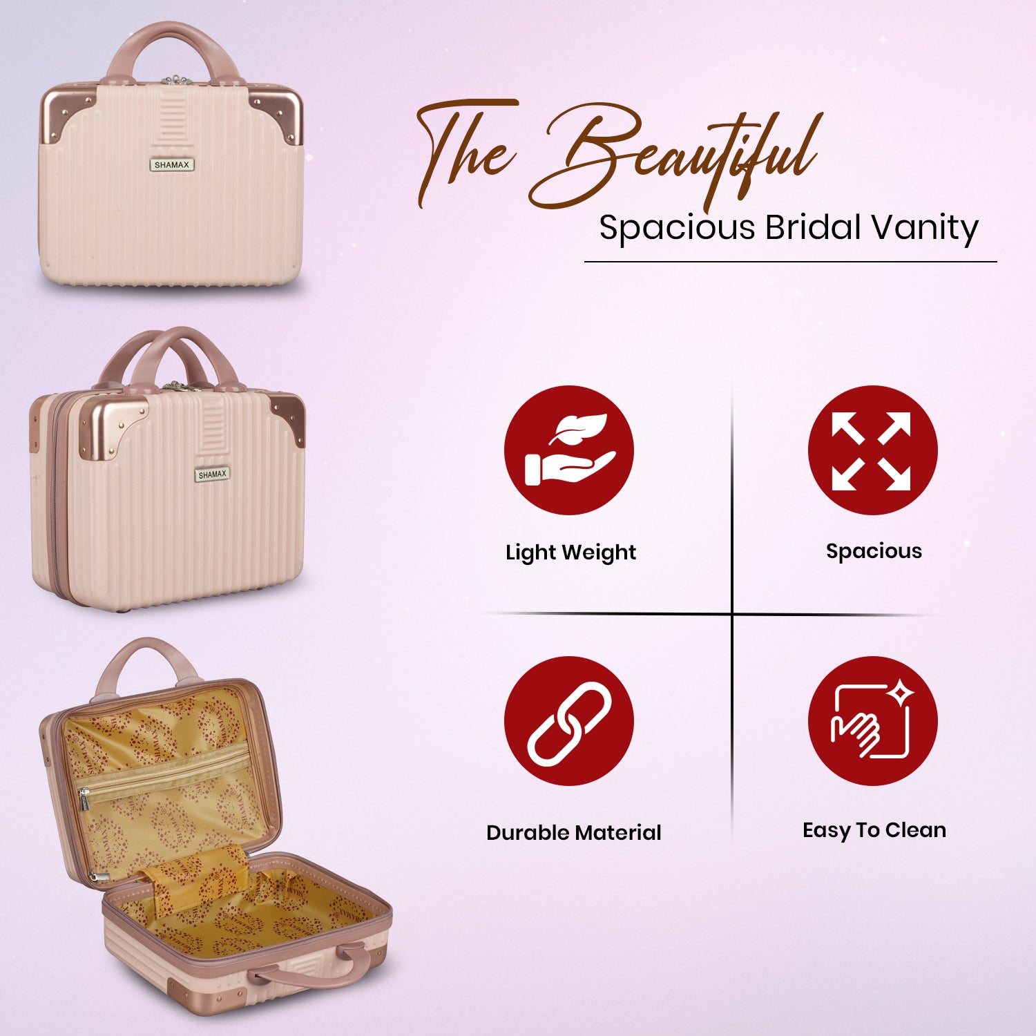 Hard Shell Cosmetic Box Portable (Beige)