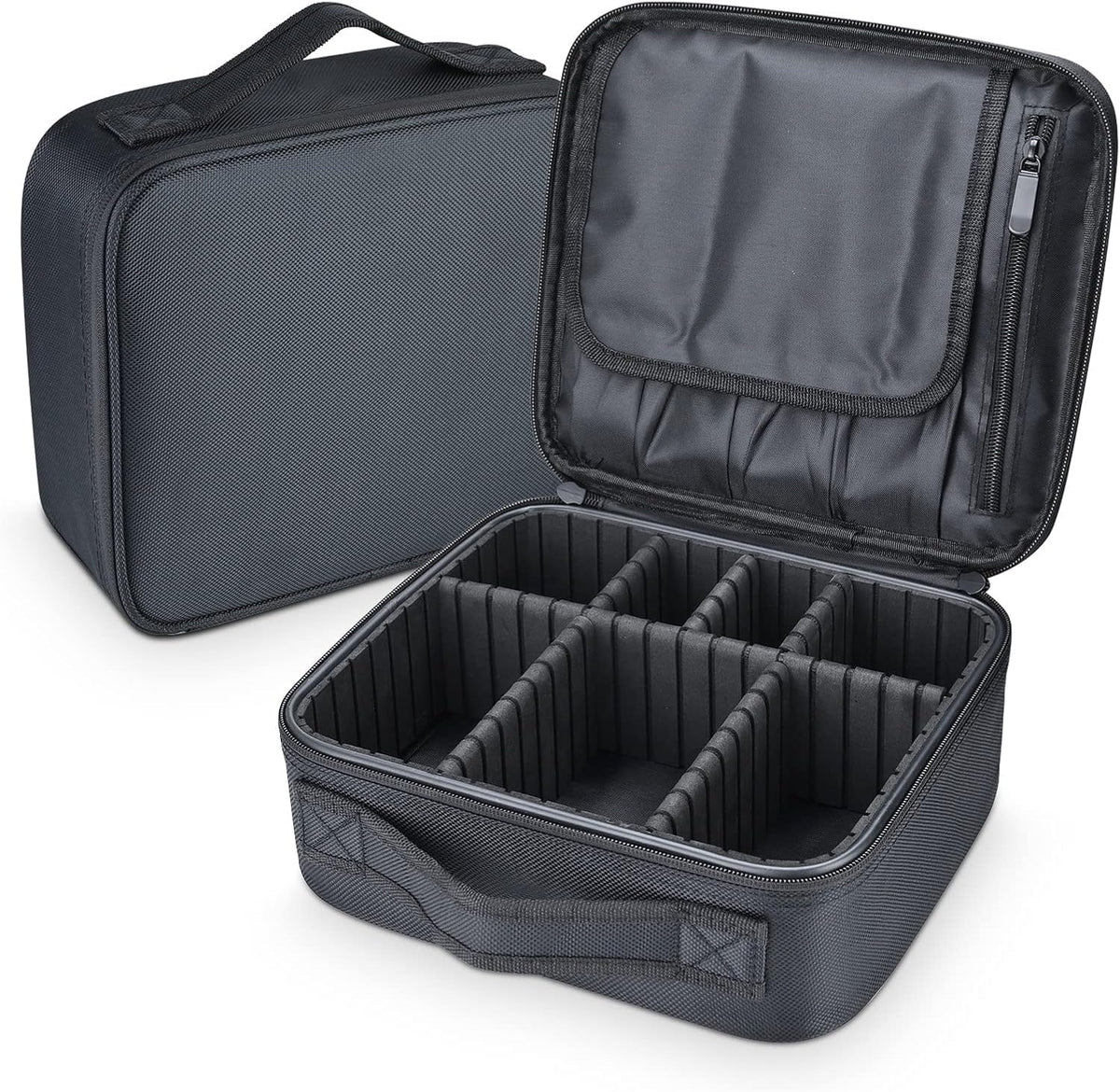Professional Vanity Bag with Adjustable Compartment Makeup Organizer Bag (Black)