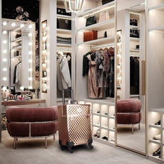 Professional Multi Function Artist Rolling Trolley Beauty Train Case (3599 Rosegold)