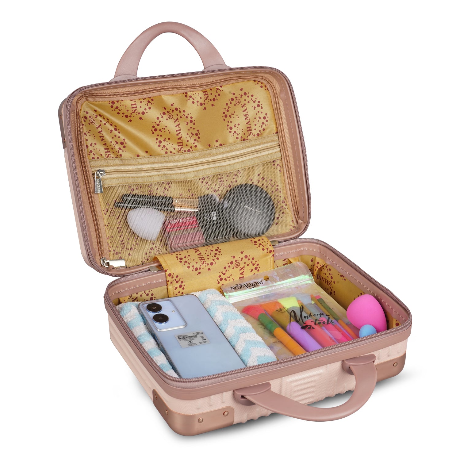 Hard Shell Cosmetic Box Portable (Beige)