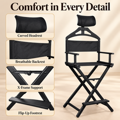 Makeup Artist Director Chair with Head & Foot Rest,  Foldable Chair