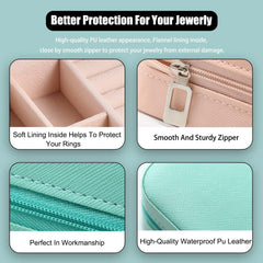 Portable Travel Jewellery Box for Women – Compact Organizer Case with Necklace Hooks, Ring Holder & Compartments – Mint Green