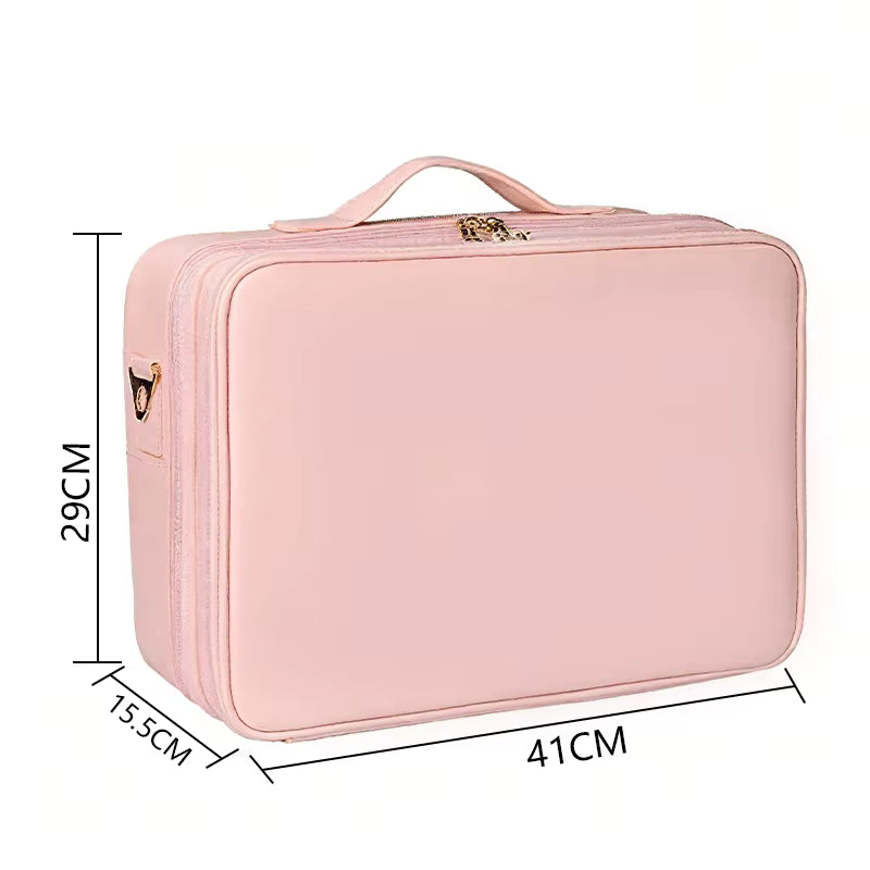 Professional Makeup Organizer Bag for Women PU Leather