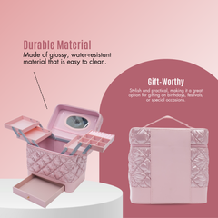 Makeup Organizer Box Vanity Case with Mirror