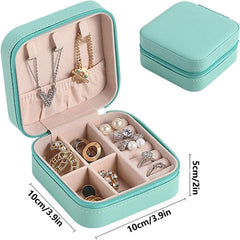 Portable Travel Jewellery Box for Women – Compact Organizer Case with Necklace Hooks, Ring Holder & Compartments – Mint Green