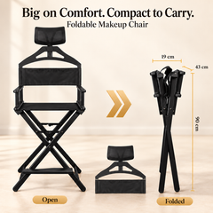Makeup Artist Director Chair with Head & Foot Rest,  Foldable Chair