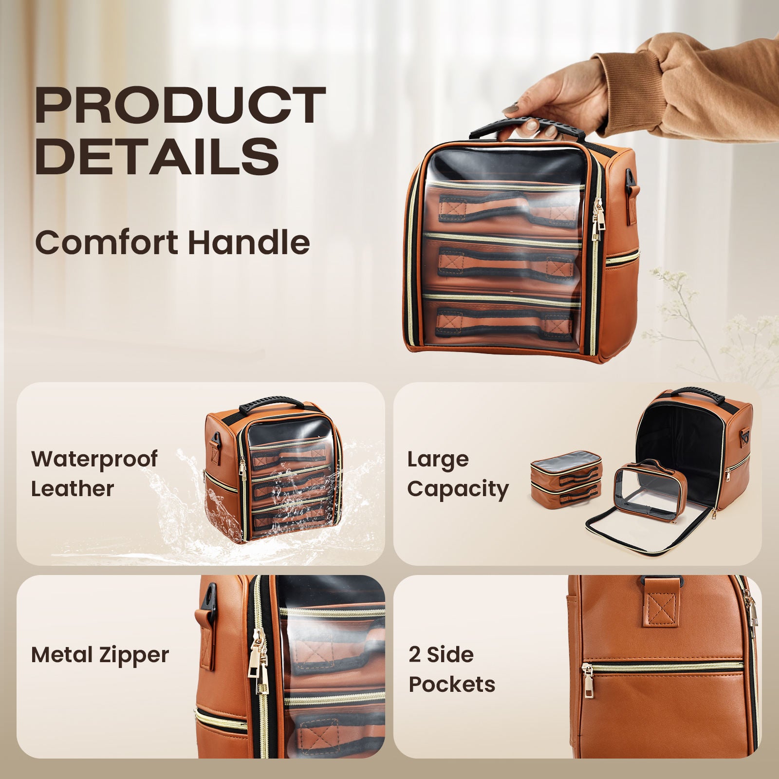 Makeup Bag Case Cosmetic Organiser with 3 Compartments