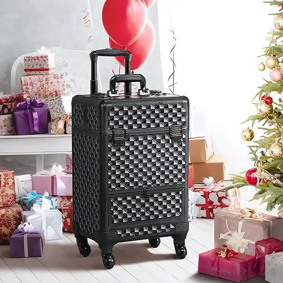 Makeup Artist Rolling Trolley Makeup Box Beauty Train Case (8163)