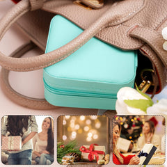 Portable Travel Jewellery Box for Women – Compact Organizer Case with Necklace Hooks, Ring Holder & Compartments – Mint Green
