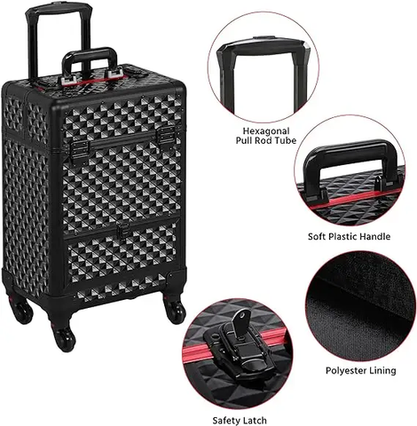 Makeup Artist Rolling Trolley Makeup Box Beauty Train Case (8163)