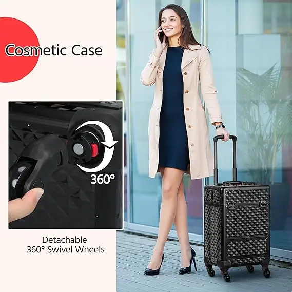 Makeup Artist Rolling Trolley Makeup Box Beauty Train Case (8163)