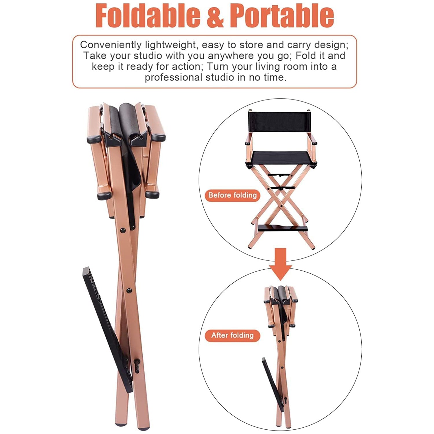Professional Makeup Artist Chair,  Director Chair (Metal)