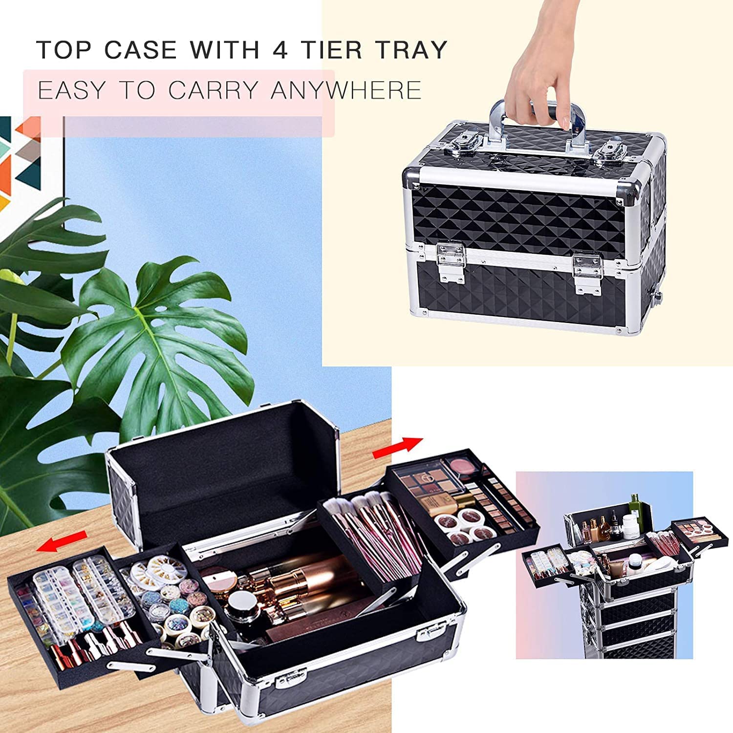 Jumbo Multi Function Artist Rolling Makeup Trolley(BS4)