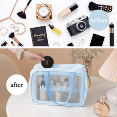 Makeup Pouch Set, Women Cosmetic Organizer Bag (Sky Blue)