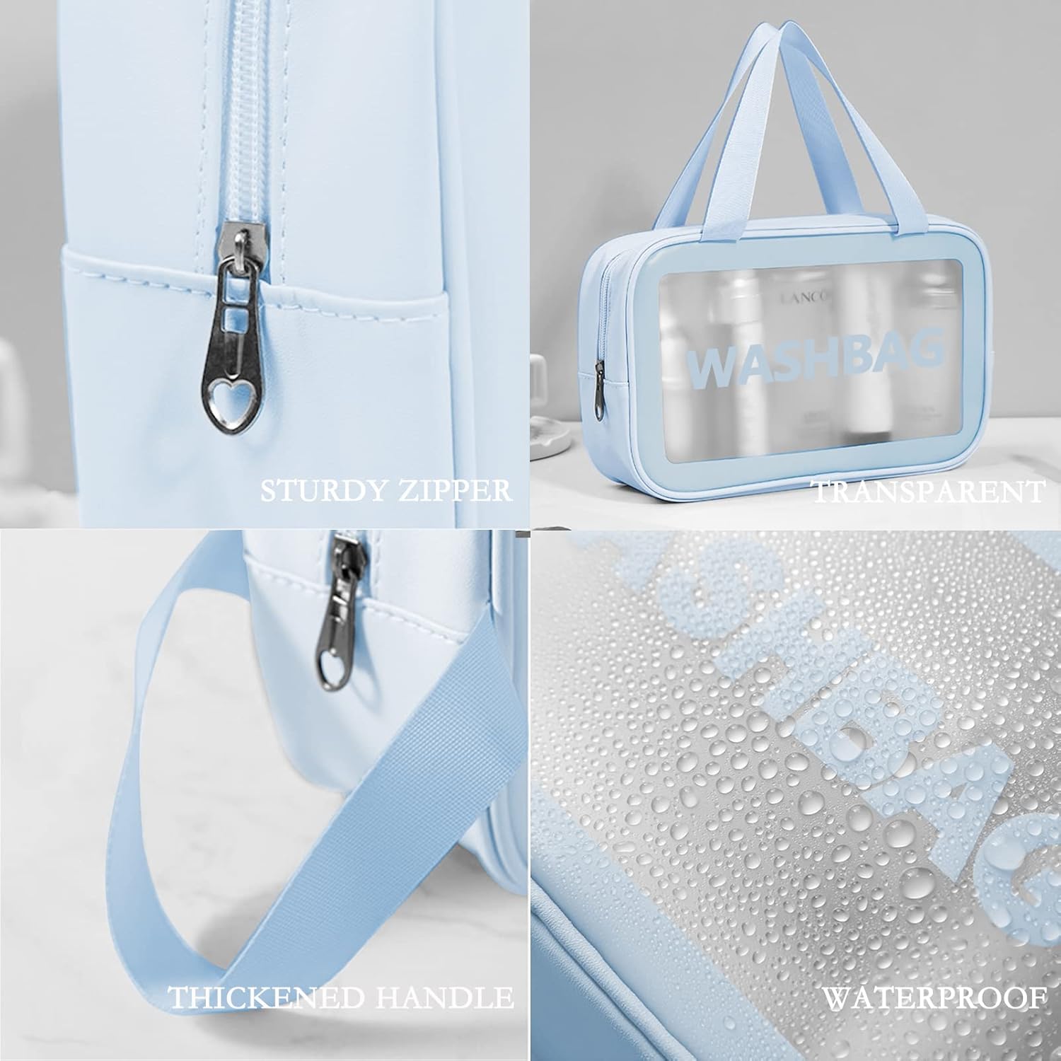 Makeup Pouch Set, Women Cosmetic Organizer Bag (Sky Blue)