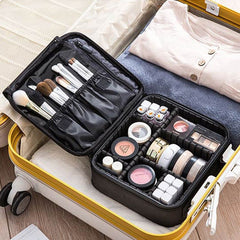 Professional Vanity Bag with Adjustable Compartment Makeup Organizer Bag (Black)