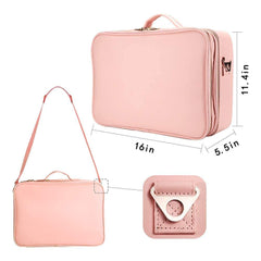 Professional Makeup Organizer Bag for Women PU Leather