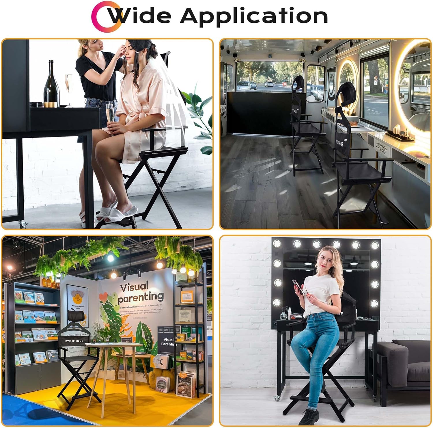 Makeup Artist Director Chair with Head Rest Foldable Chair