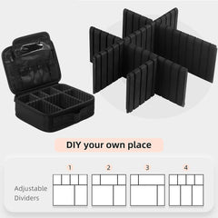 Professional Vanity Bag with Adjustable Compartment Makeup Organizer Bag (Black)