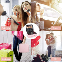 Professional  Makeup bag with Adjustable Dividers Pink