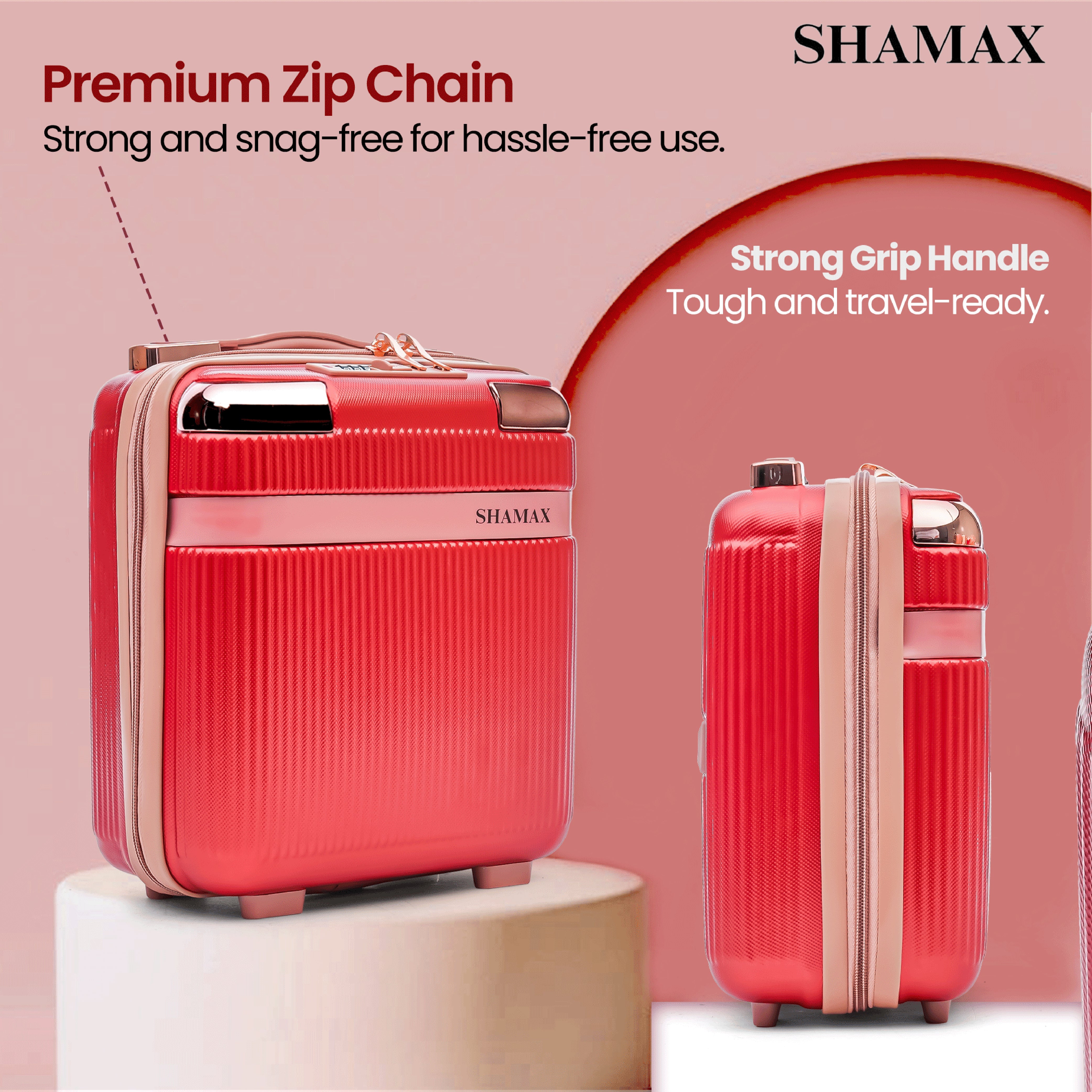Hard Shell Vanity Box Portable (Red) - Durable